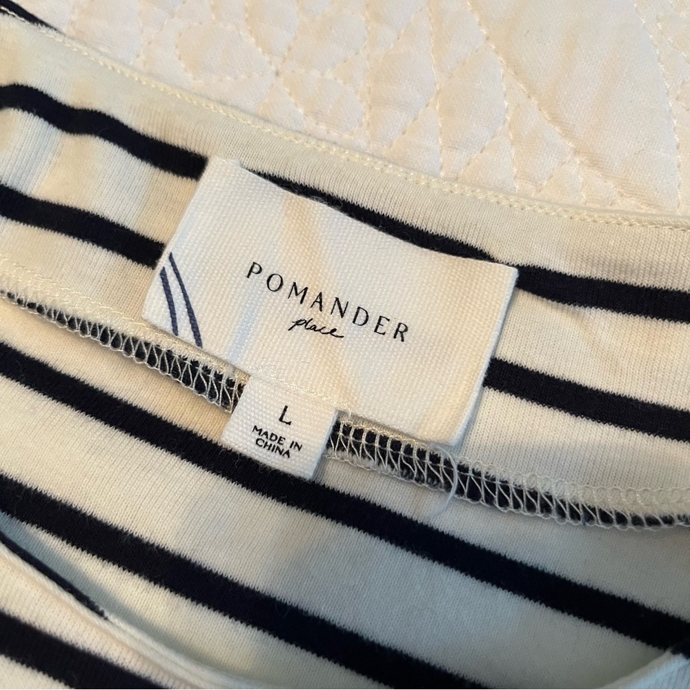 NWOT TUCKERNUCK POMANDER PLACE Navy Stripe Bowman Long Sleeve Shirt. Large - Picture 8 of 10